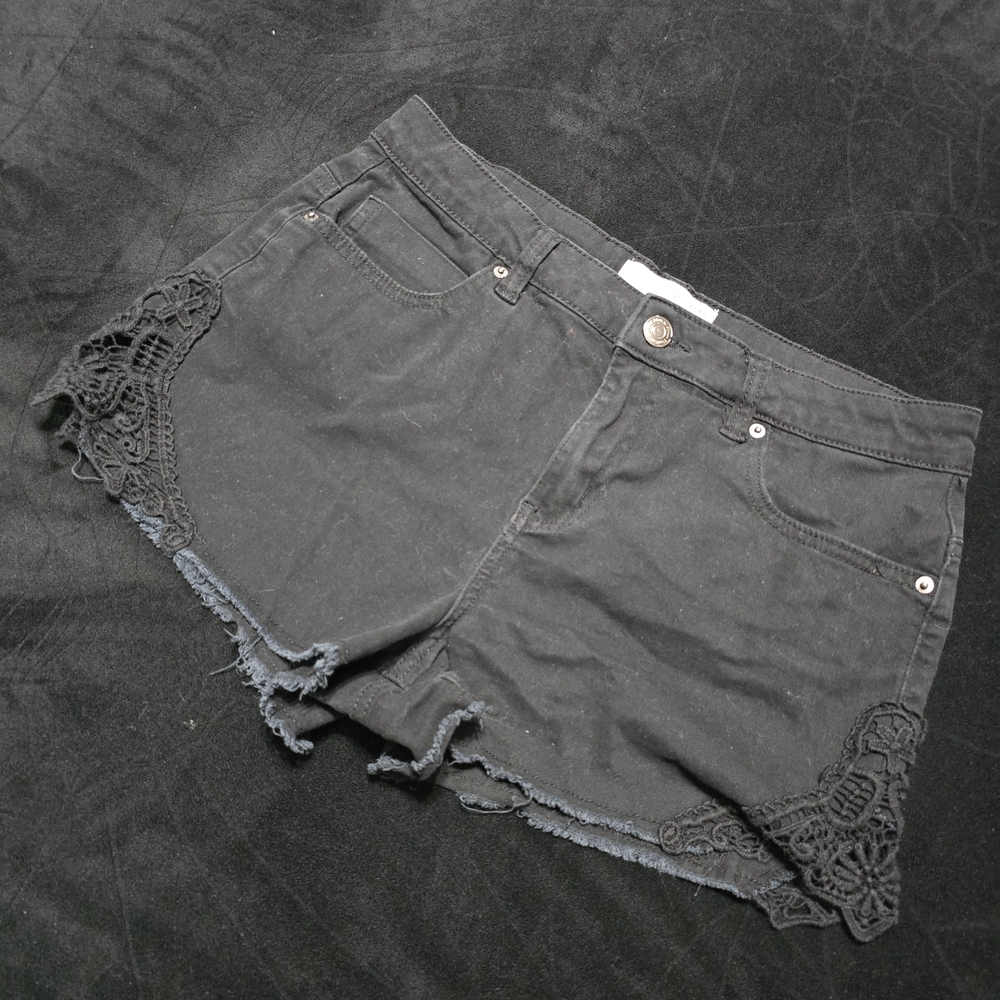 Ardene Black Lace Trim Jean Shorts